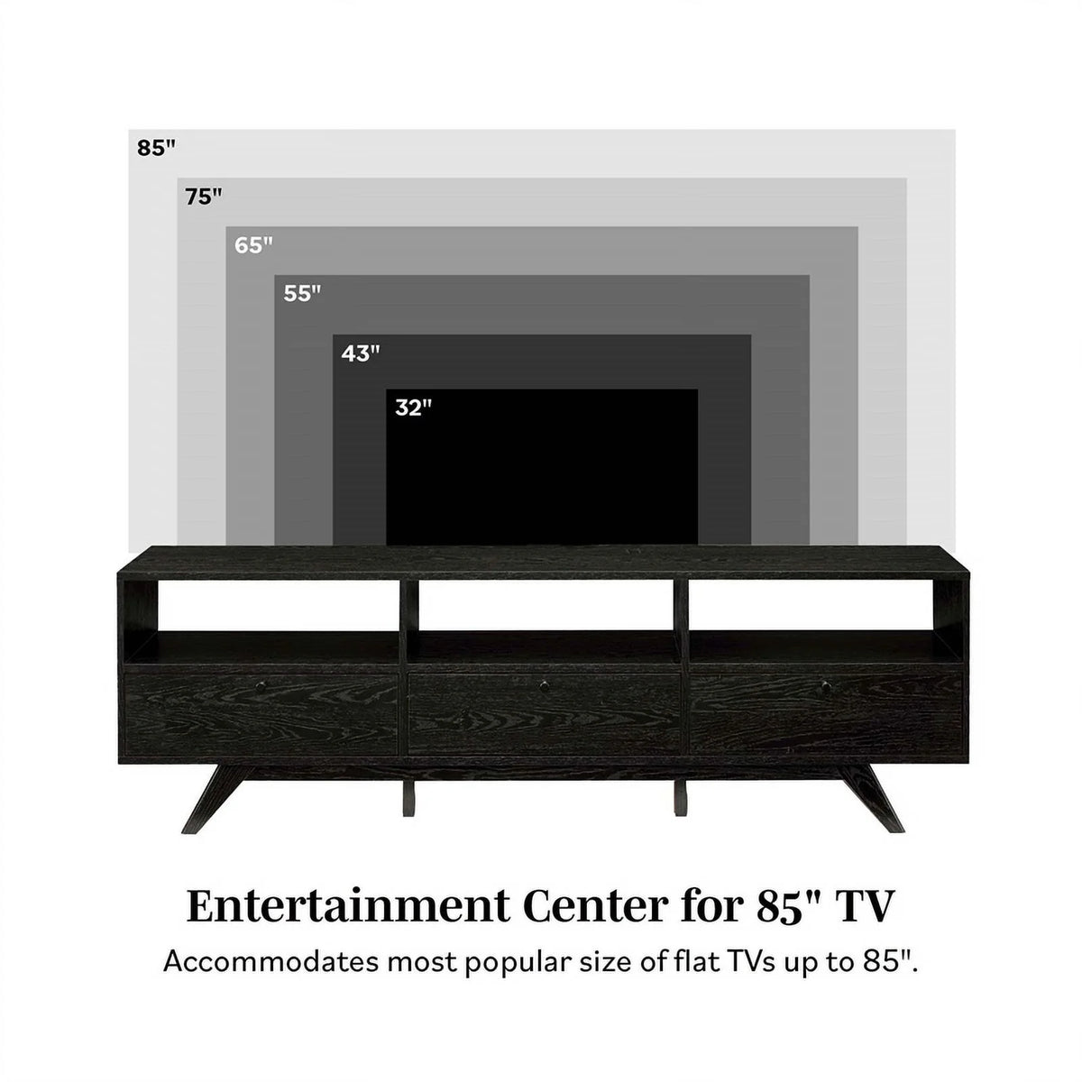 Black Wood TV Stand with Storage C93400