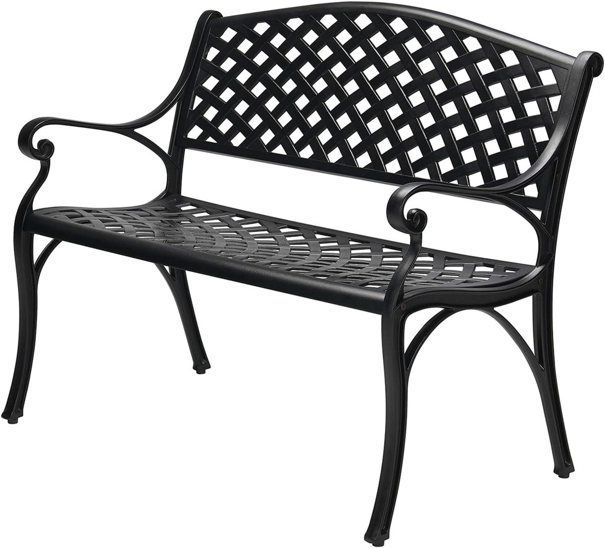 Black Cast Aluminum 2-Person Patio Bench U5758