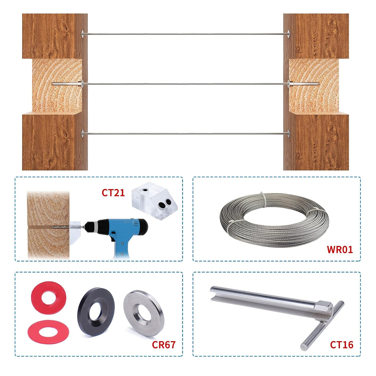 80Pack 1/8 T316 Stainless Steel Swage Lag Screws Cable Railing Hardware Kit Q83357