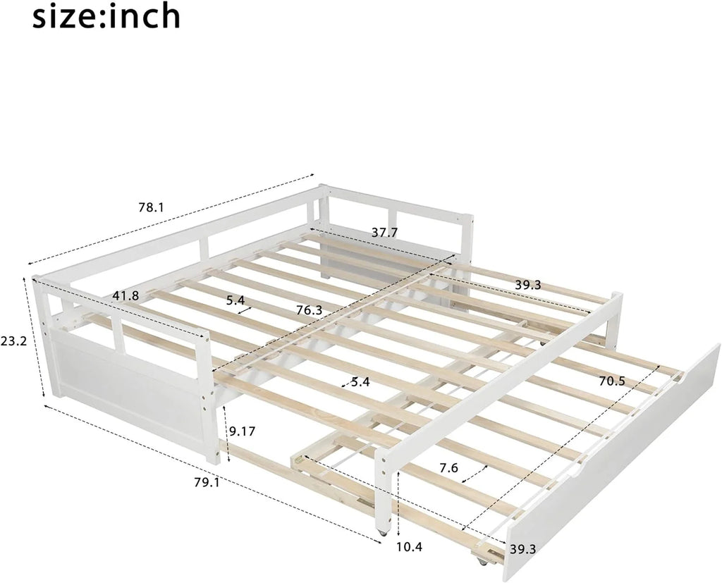 White Wood Extendable Daybed L2120