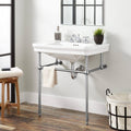 Vitreous China Console Sink with 3 Faucet Holes and Overflow Z280760