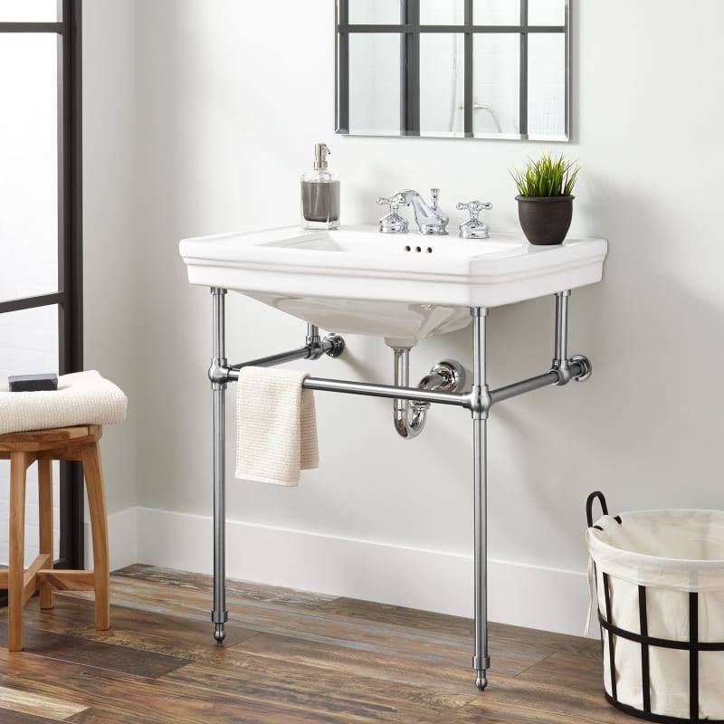 Vitreous China Console Sink with 3 Faucet Holes and Overflow Z280760