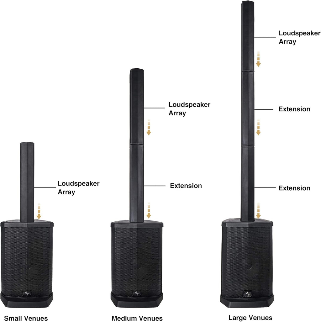 Pair of Passive Wall-Mount Column Mini Line Array Speakers with 4 x 5” Woofers, Black F162389