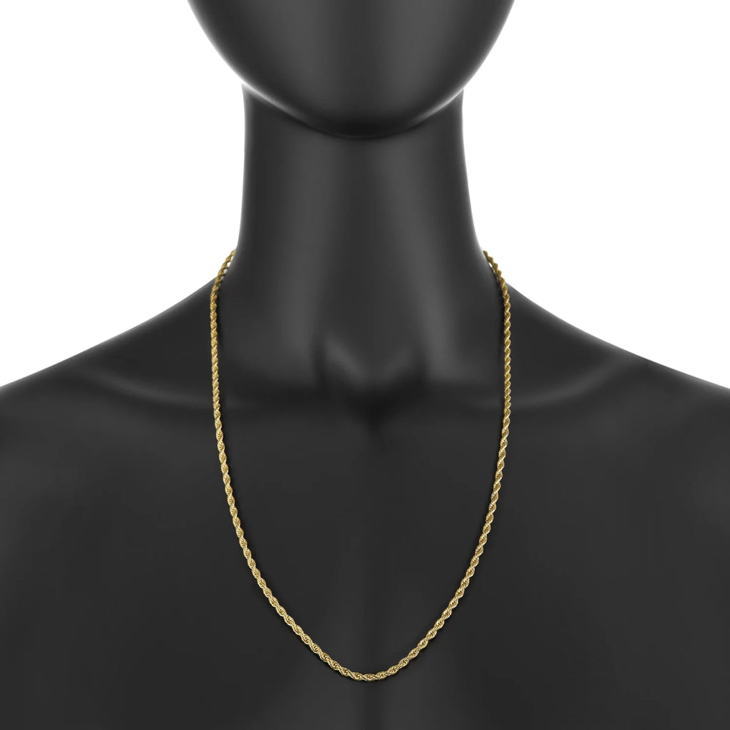 24k Yellow Gold Plated Stainless Steel Twisted Rope Chain Necklace 22 inches M685301