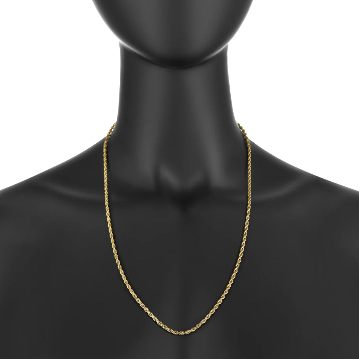 24k Yellow Gold Plated Stainless Steel Twisted Rope Chain Necklace 22 inches M685301