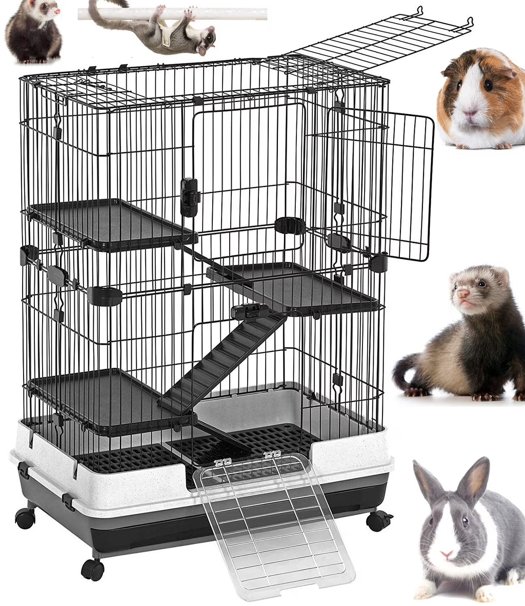 X-Large 43” 4-Story Indoor/Outdoor Rabbit Guinea Pig Hutch Cage with Washable Tray K8060