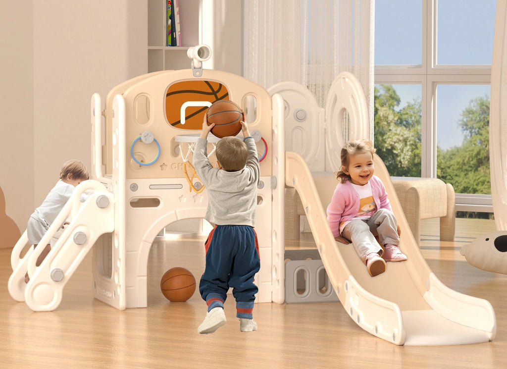 7 in 1 Toddler Slide Set with Basketball Hoop and Ball A2584