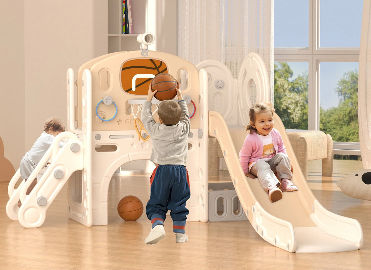 7 in 1 Toddler Slide Set with Basketball Hoop and Ball A2584