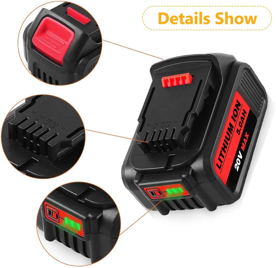 6Packs 20Volt 5.0Ah Lithium Battery T94547
