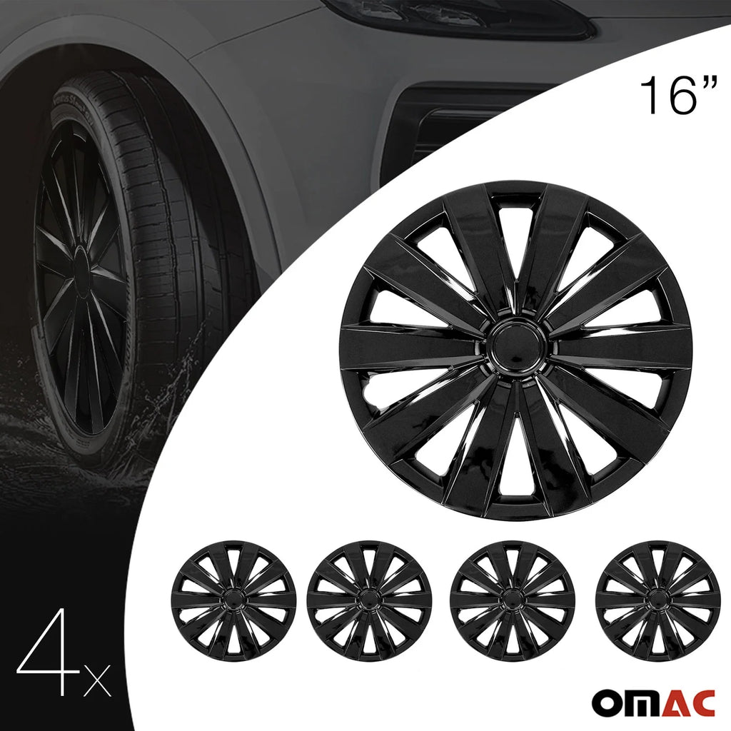 16 Wheel Covers Hubcaps 4Pcs Black Y417187