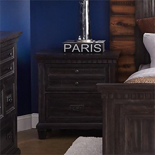 Solid Acasia Wood Nightstand in Smokey Gray Oak C4263