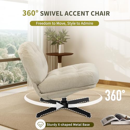 Dark Gray Swivel Accent Chair with Ottoman B272974