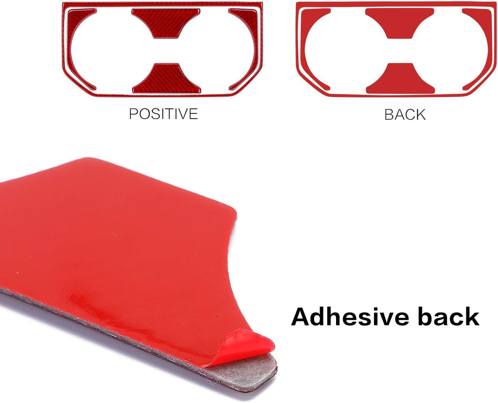 Carbon Fiber Red Rear Cup Holder Panel Trim Cover 5PCS D31453