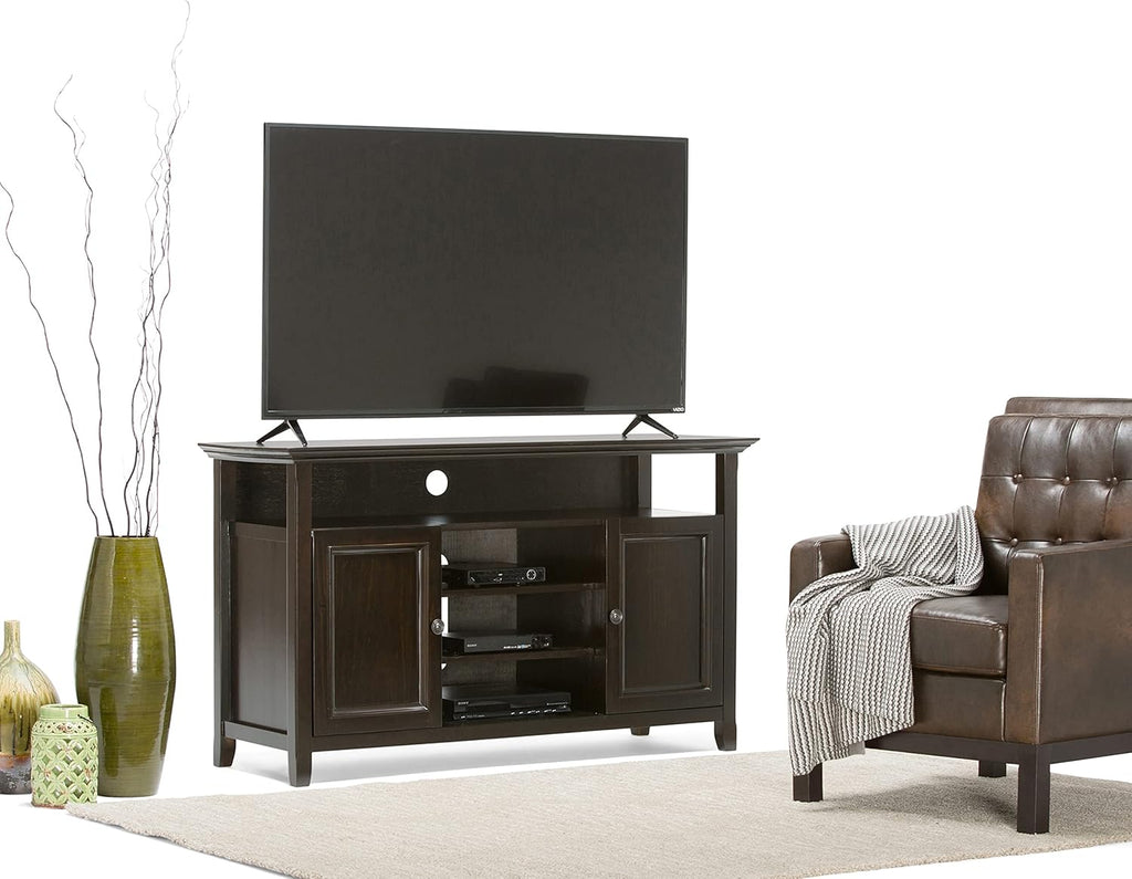 SOLID WOOD Universal TV Media Stand, 54 inch Wide, Medium Saddle Brown S4538