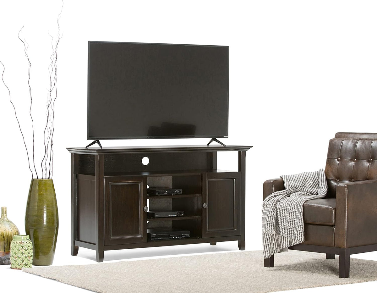 SOLID WOOD Universal TV Media Stand, 54 inch Wide, Medium Saddle Brown S4538
