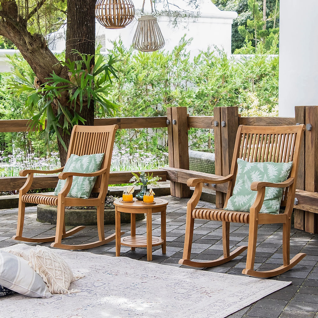 3-piece Teak Outdoor Rocking Chair Chat Set M1794