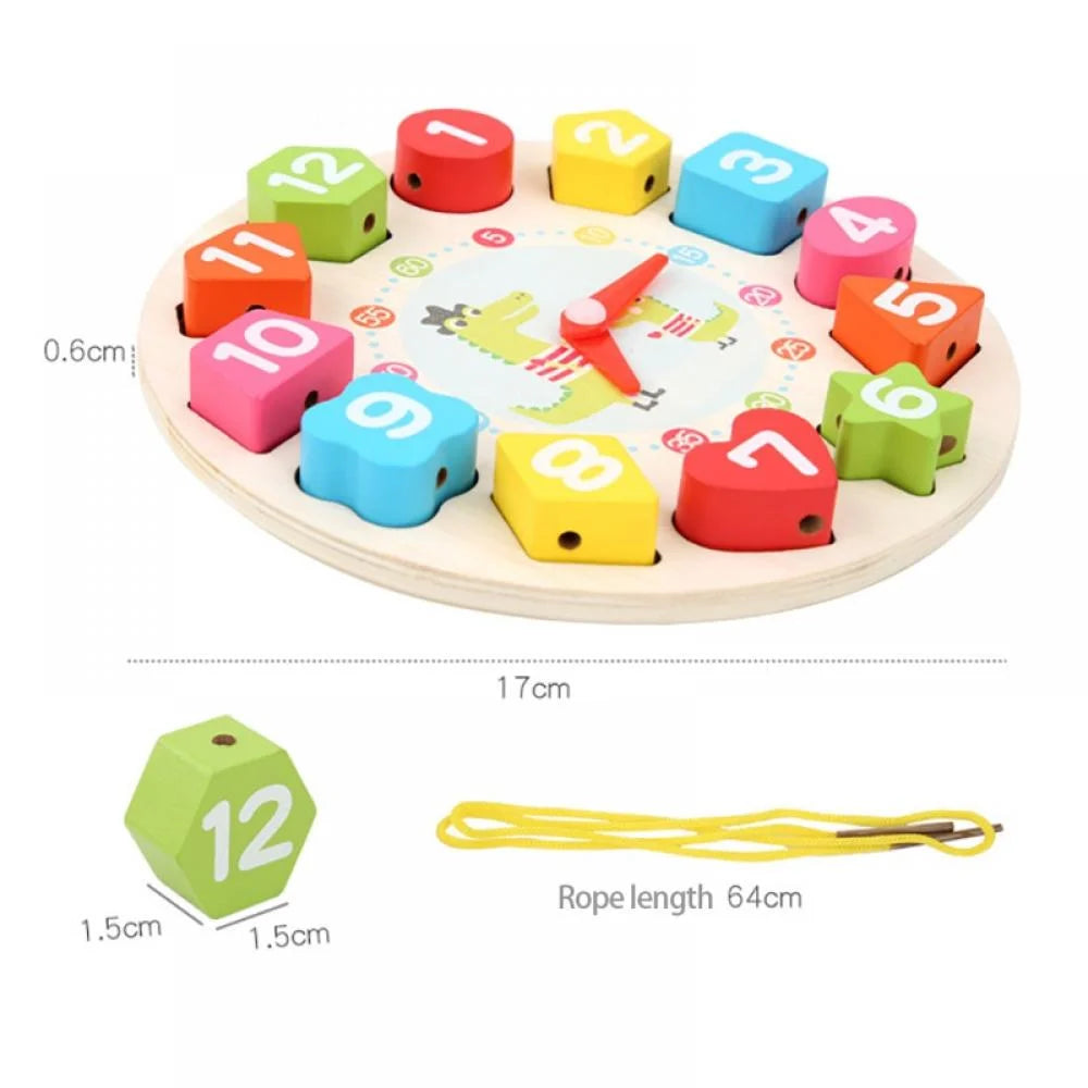 Wooden Puzzles for Toddler Shape Sorting Color Stacking Clock N57669