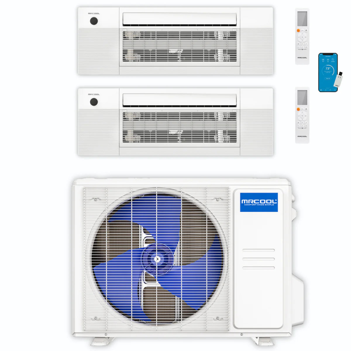 21,000 BTU 2 Zone Ceiling Cassette Ductless Air Conditioner and Heat Pump O40405
