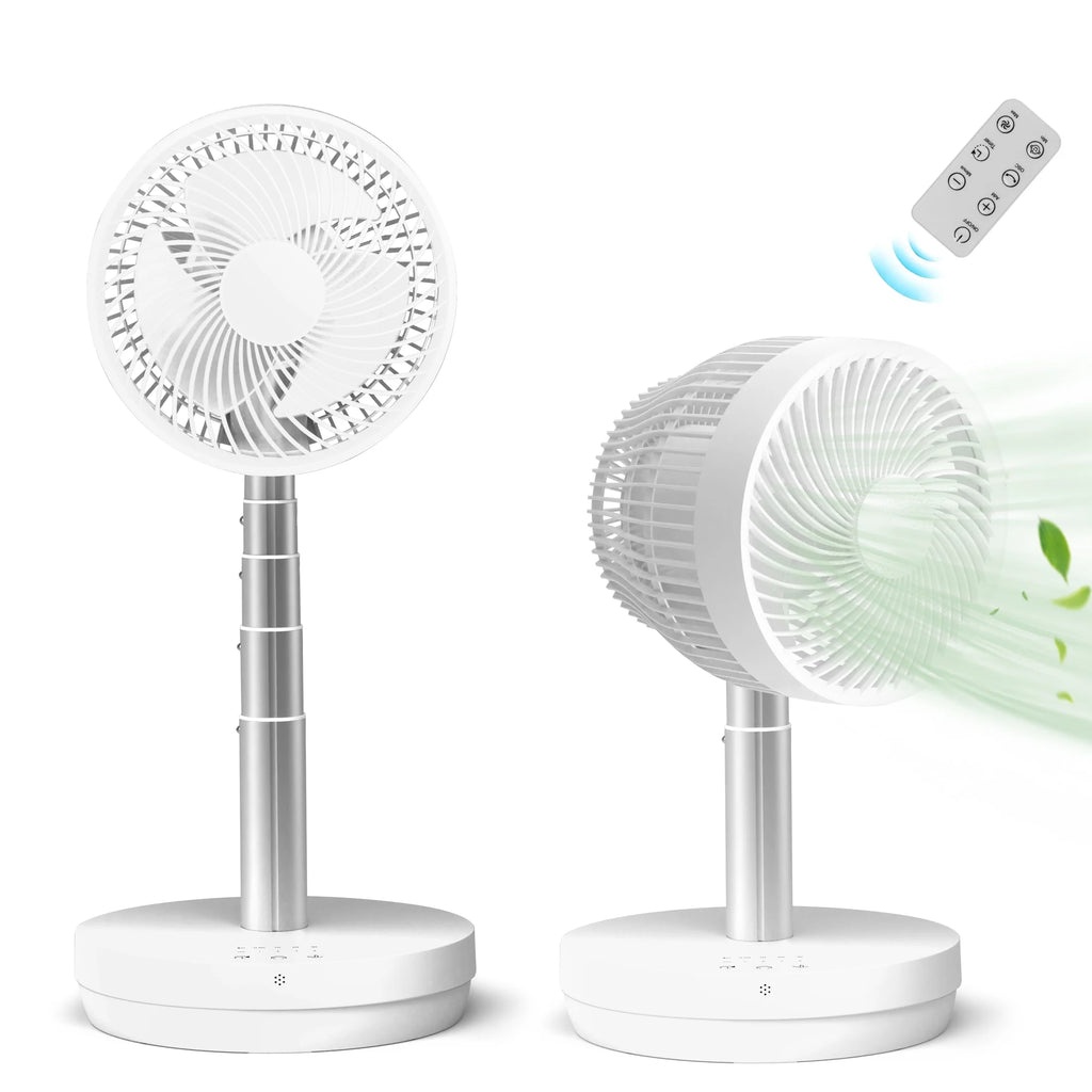 Portable Foldable Rechargeable Standing Fan with Remote Control White S356774