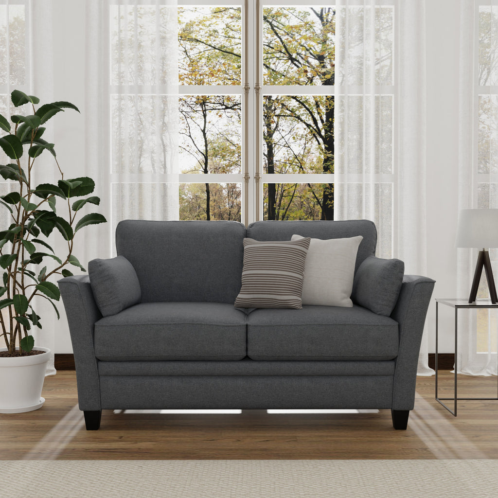 Gray Upholstered Loveseat with 2 Pillows X31939