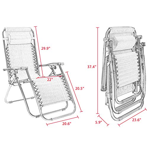 Blue Zero Gravity Chair Set of 2 with Cup Holder I1639