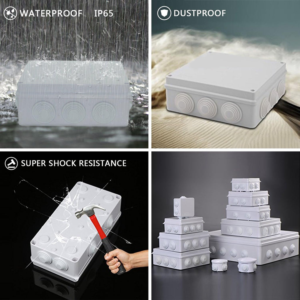 ABS Plastic IP65 Junction Box White 10 x 7.9 x 3.1 inch Pack of 2 V29784