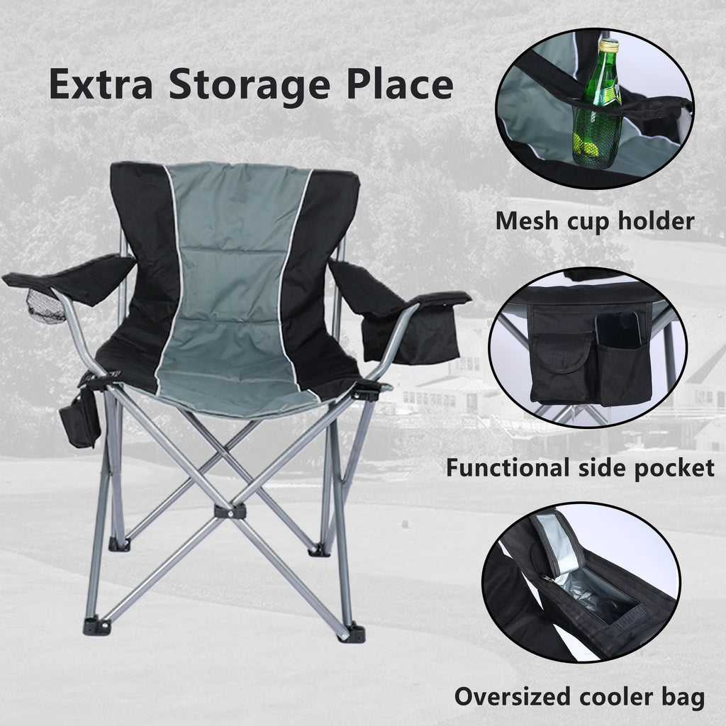 Oversized Folding Camping Chair with Cup Holder and Cooler Bag M427