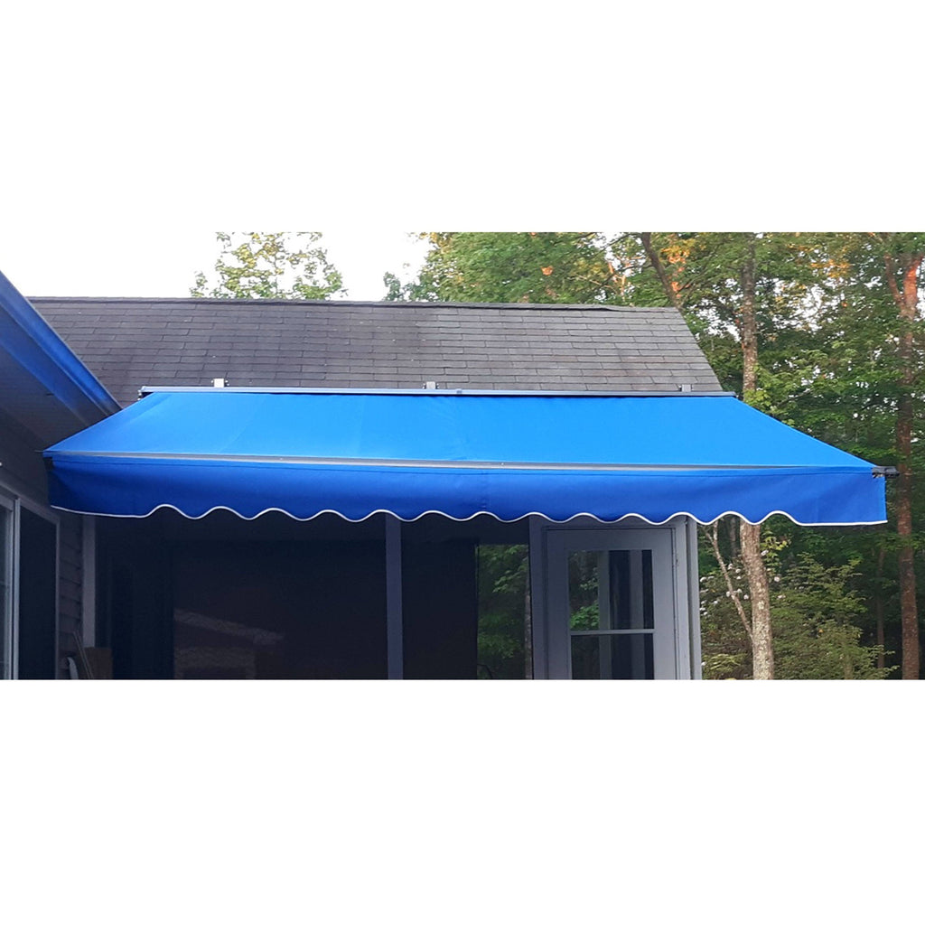 13 x 10 ft. Black Frame Retractable Patio Canopy Awning Blue W161614
