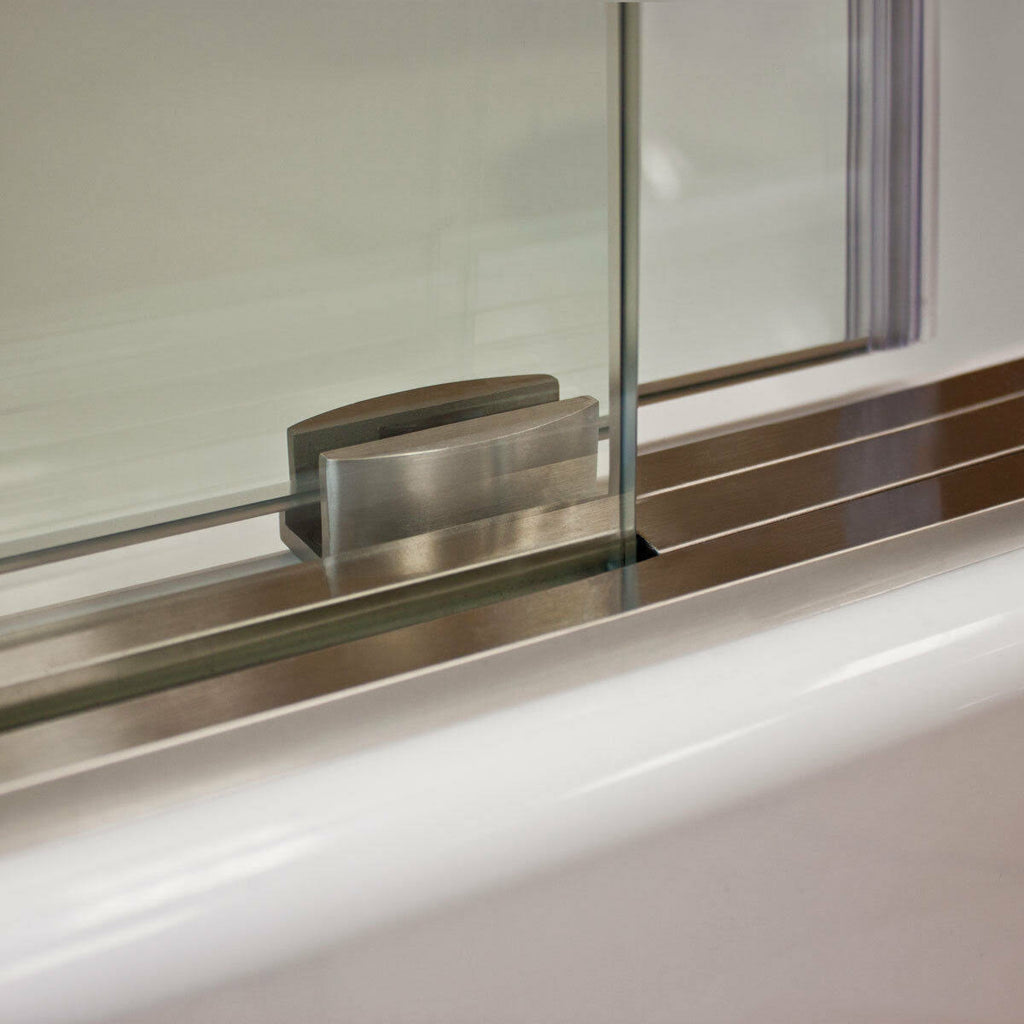Brushed Nickel Sliding Shower Door with Stationary Panel G706095
