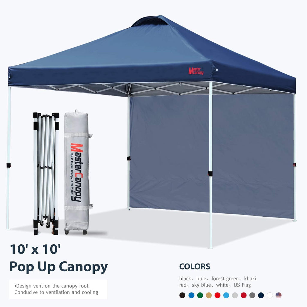 Pop Up Canopy Tent with 1 Sidewall (10'x10', Black) Z713