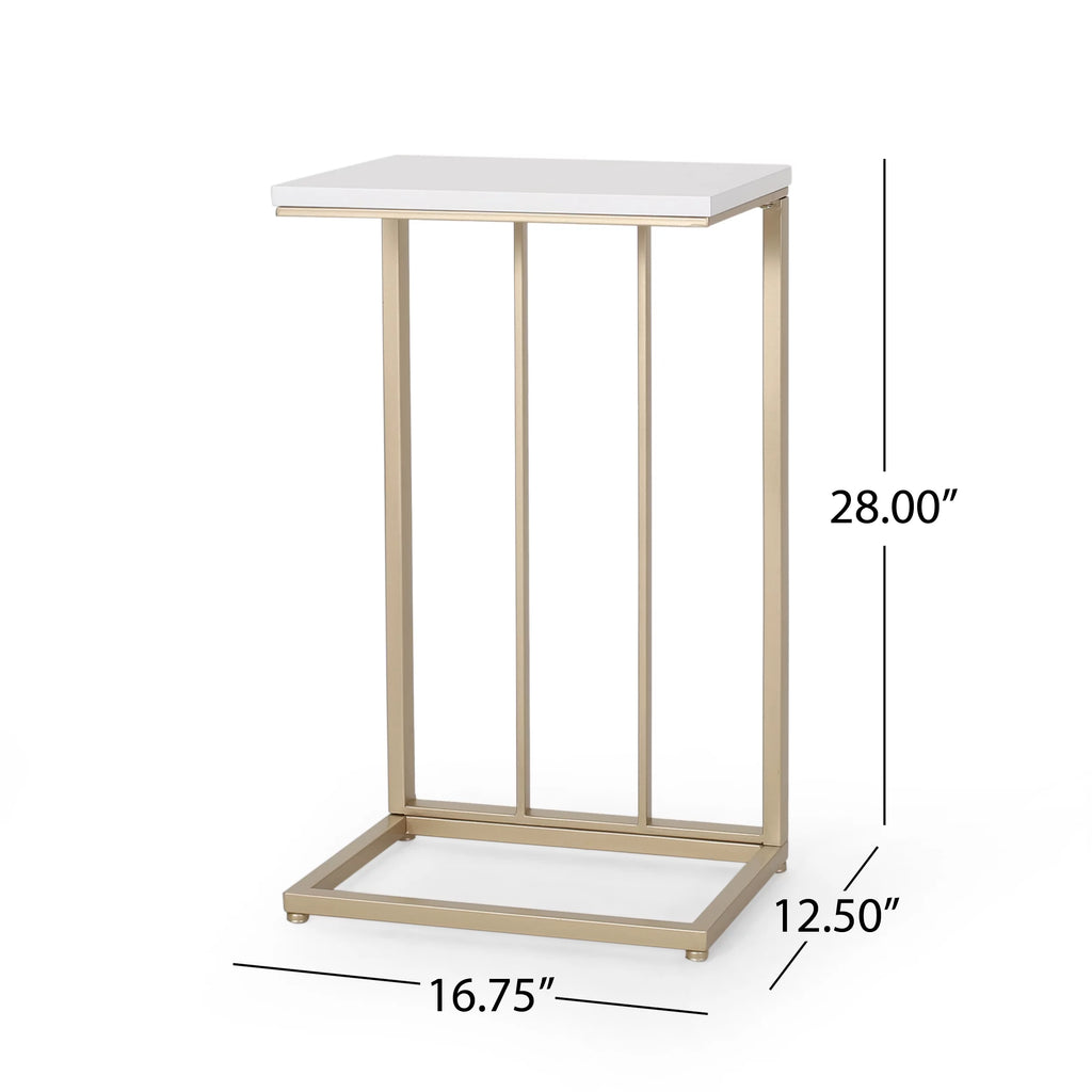 Set of 2 Champagne Gold White C Side Table N8111