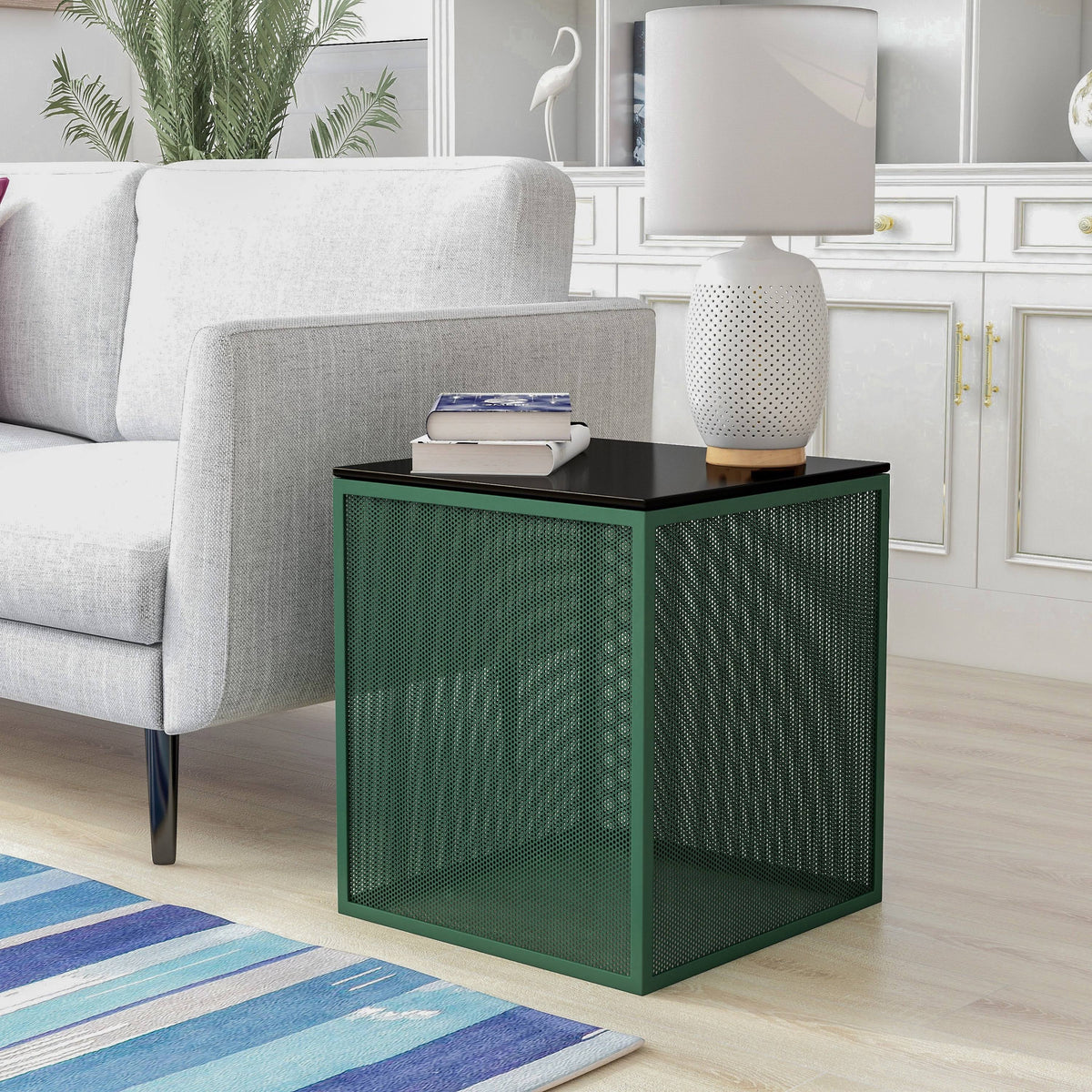 Gray Glass Top Side Table V301415