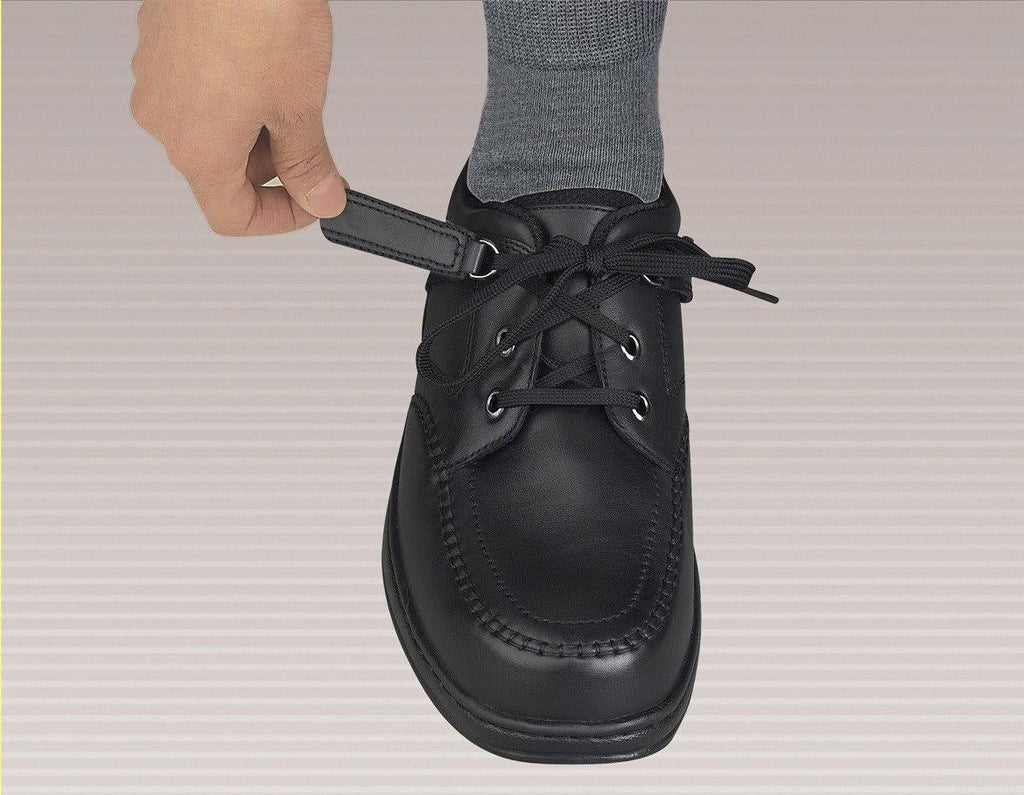 Black Leather Orthofeet Shoes S734