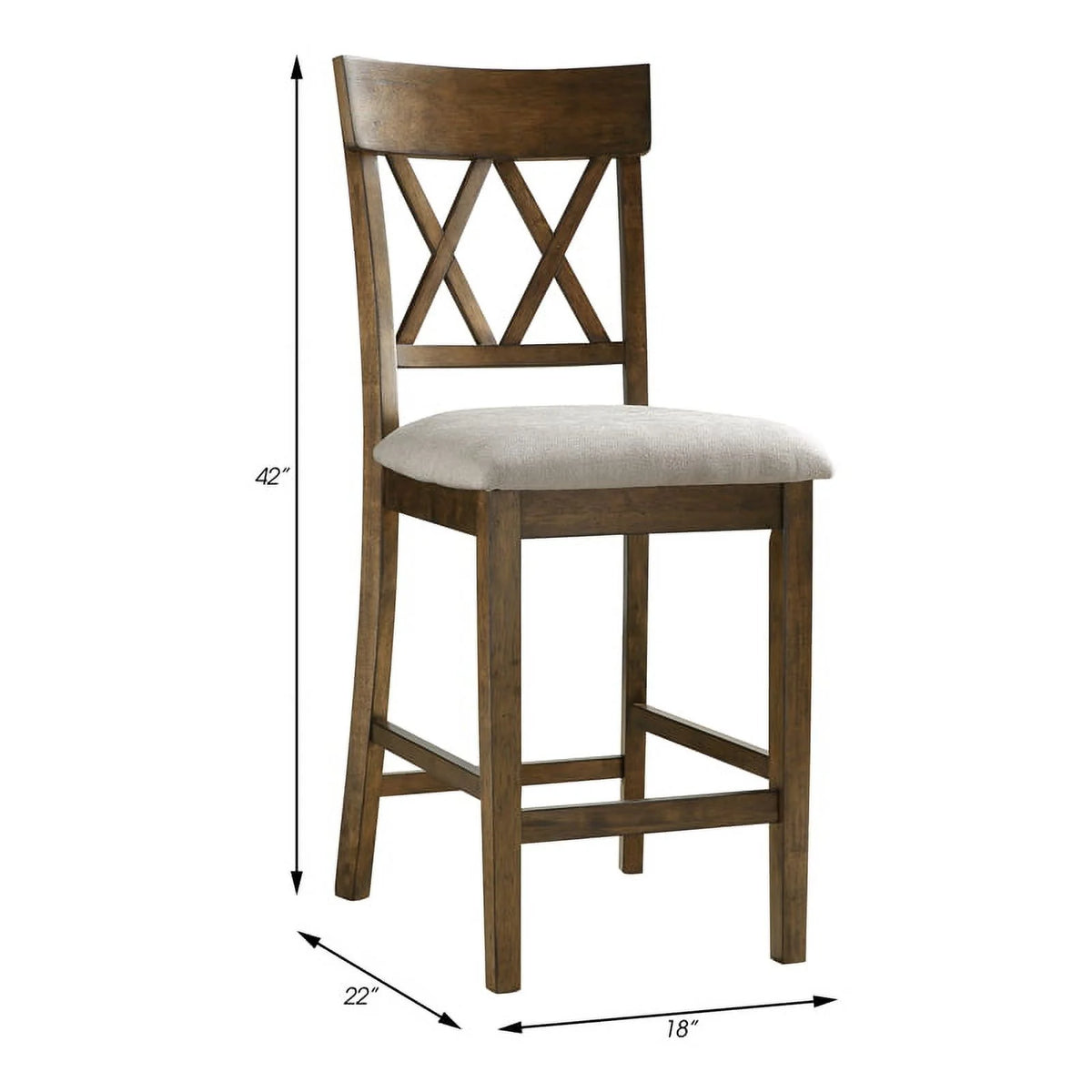 Oak Wood Crossback Counter Height Dining Chair Set of 2 Z3755