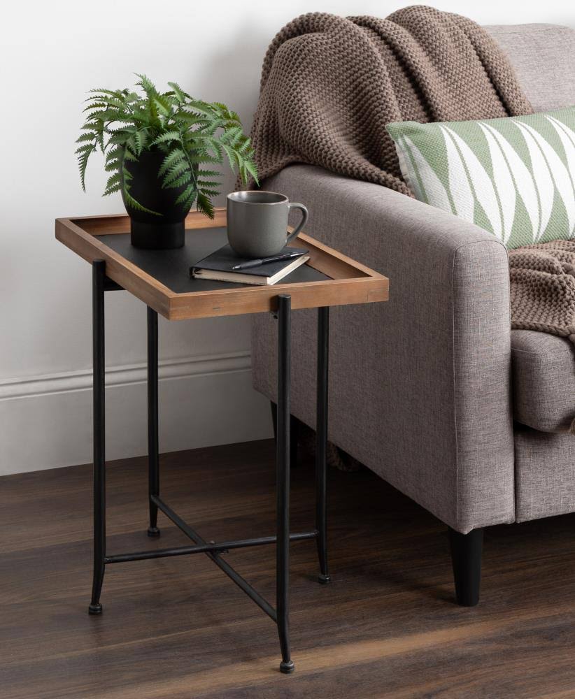 Rustic Brown/Black Wood End Table U3238