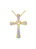10K Yellow Gold Cross Pendant Necklace with Chain and Diamond Accent Z92809