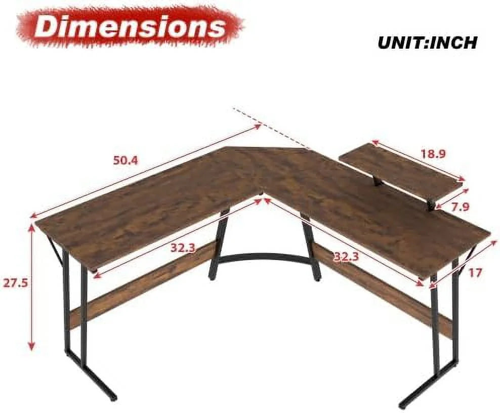 L Shaped Gaming Desk with Large Desktop X862