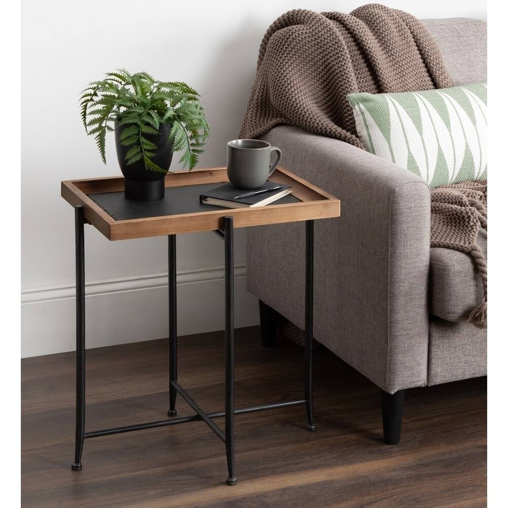Rustic Brown/Black Wood End Table U3238