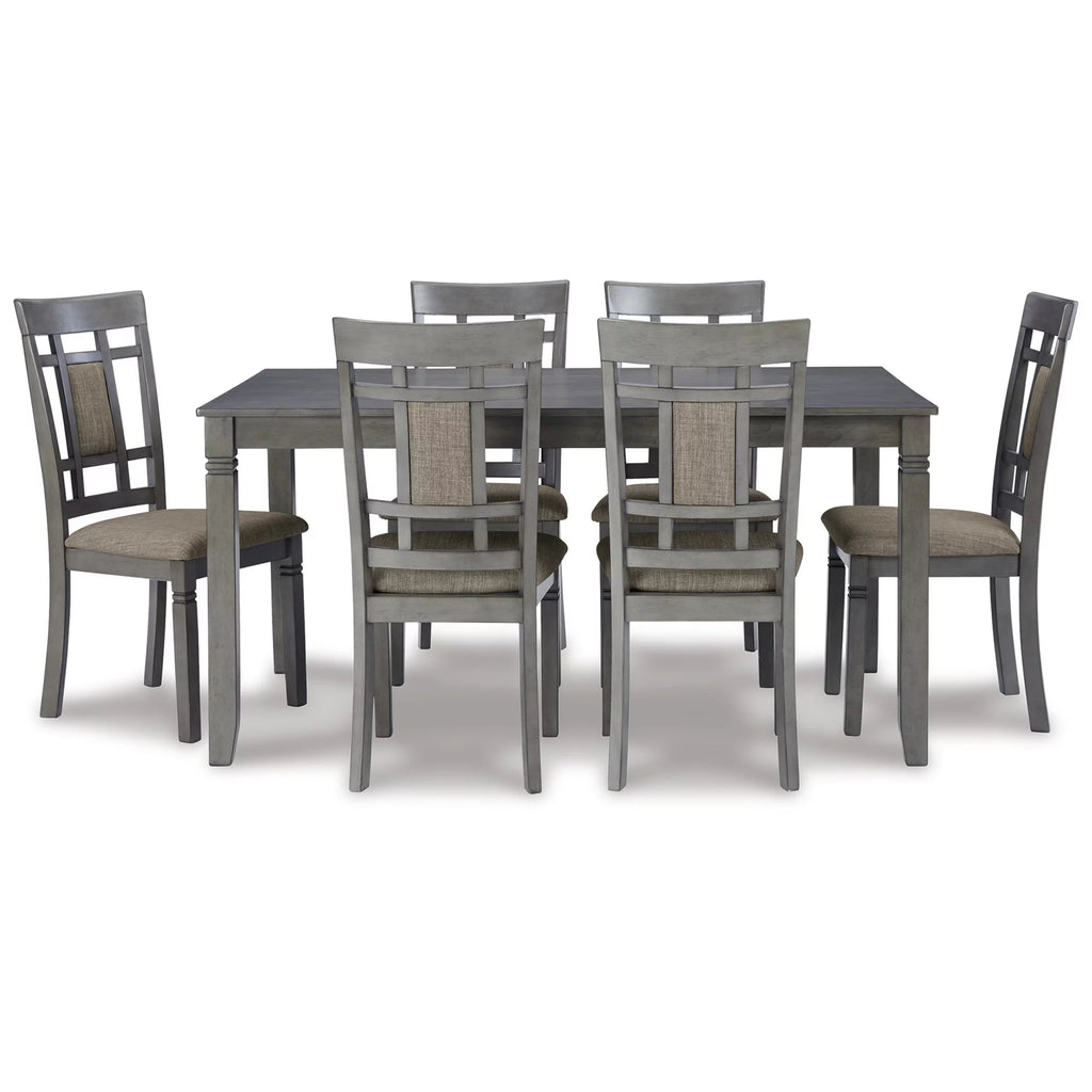7 Piece Light Gray Wood Dining Table Set H5209