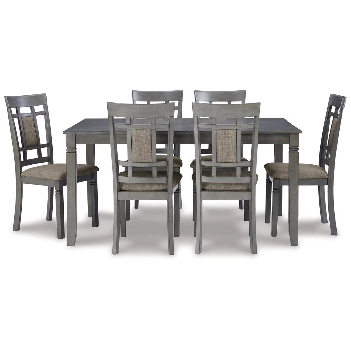 7 Piece Light Gray Wood Dining Table Set H5209