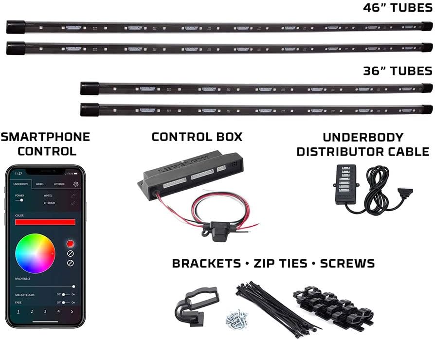 4pc Bluetooth LED Underbody Underglow Accent Lighting Kit Z384304