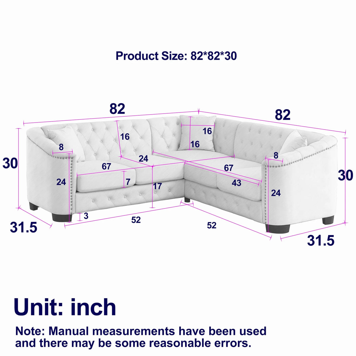 Beige Velvet 5-Seater Corner Sofa with 3 Cushions P505
