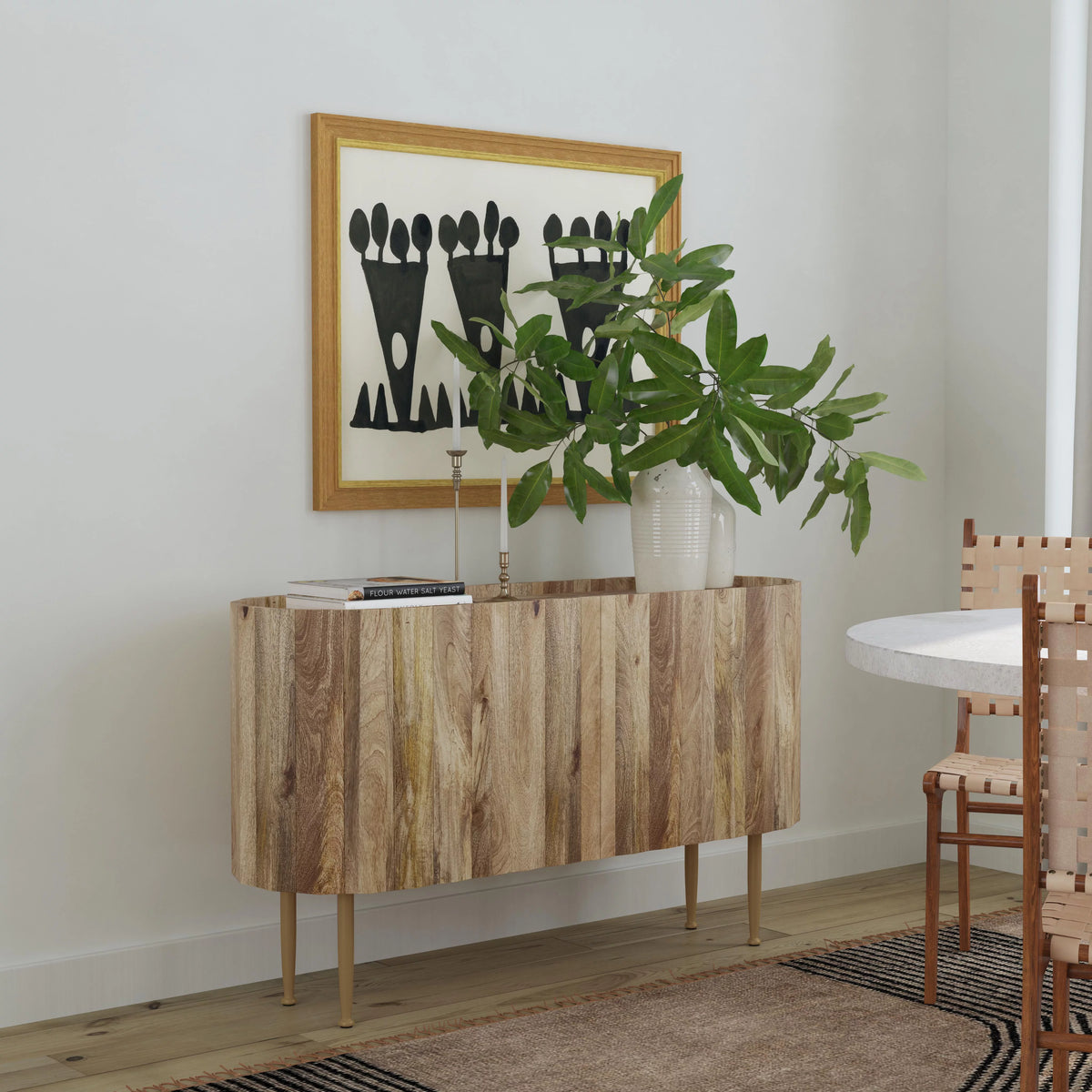 Wood and Iron Console Table with Shelves I6194