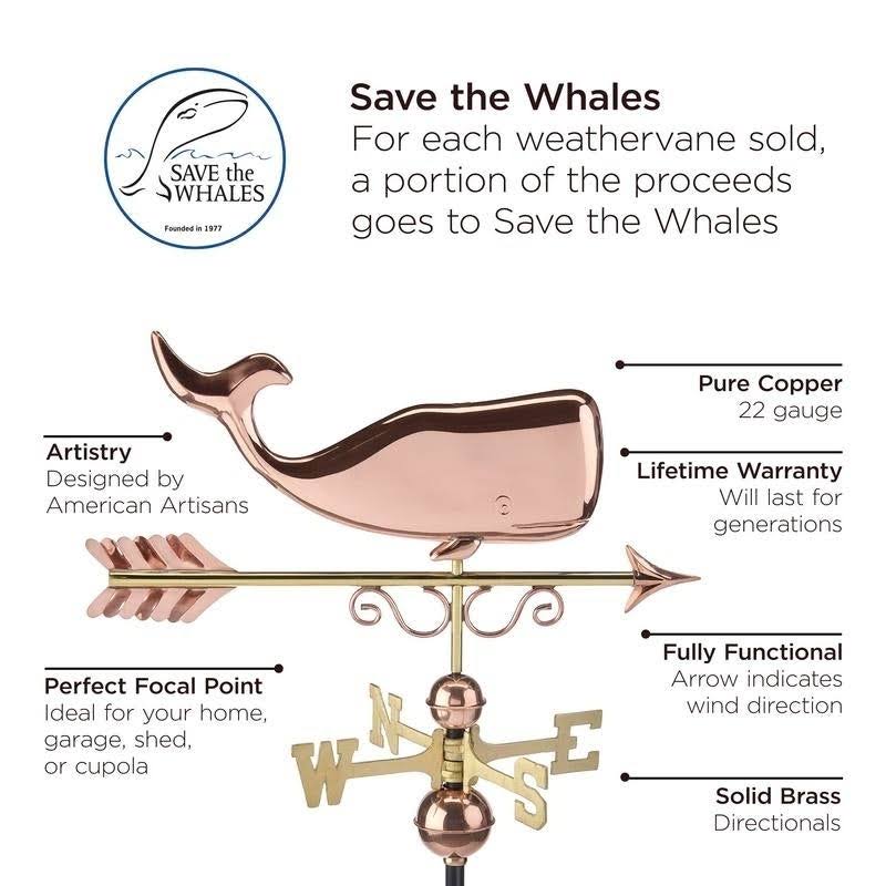 Pure Copper Save The Whales Weathervane A164