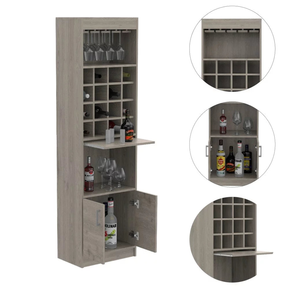Light Gray Bar Cabinet with Extendable Shelf H54974