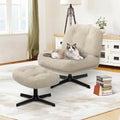 Dark Gray Swivel Accent Chair with Ottoman B272974