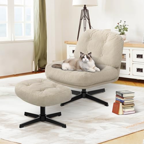 Dark Gray Swivel Accent Chair with Ottoman B272974